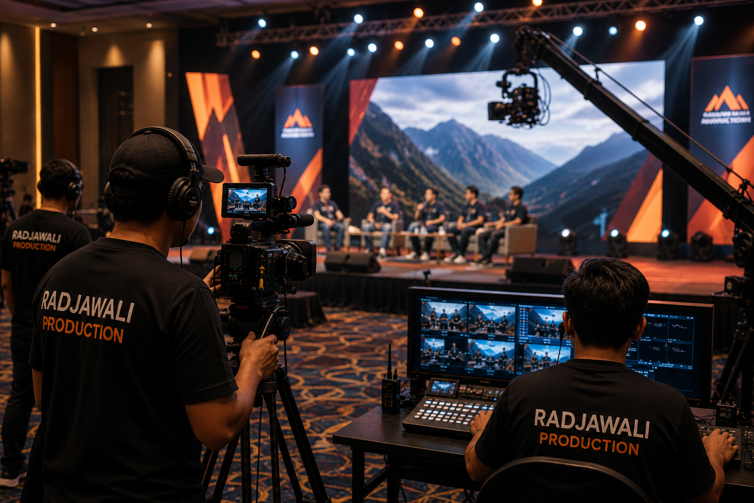 Proses syuting produksi video profesional