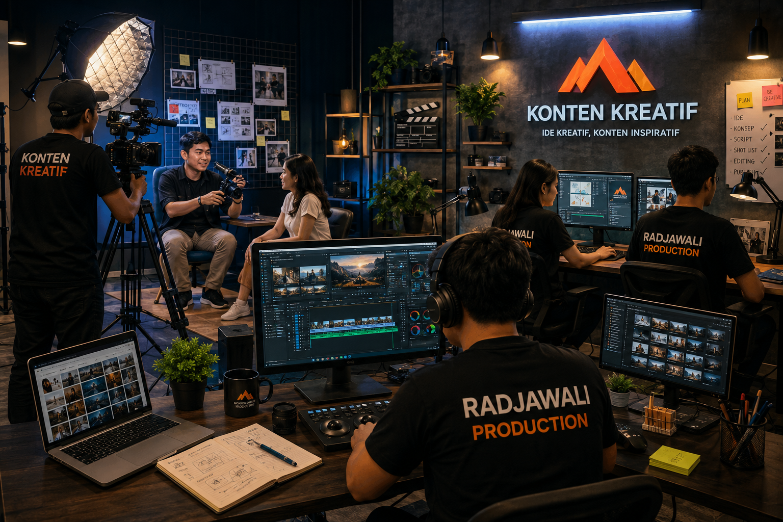 Tim membuat konten kreatif untuk media sosial